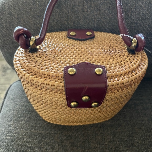 Etienne Aigner Rattan Wicker Woven Basket Tote Purse Vintage 70’s Nantucket - Picture 3 of 9